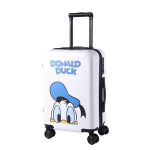 White Disney Donald Duck suitcase with playful graphic, perfect for wholesale & IP-licensed business