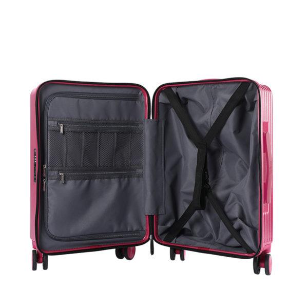 Spacious, organized interior of pink LOTSO suitcase, perfect for wholesale under Disney IP licensing