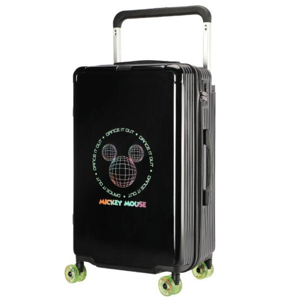 Black MICKEY suitcase with iridescent “Dance It Out” graphic, perfect for wholesale & Disney IP - licensed business