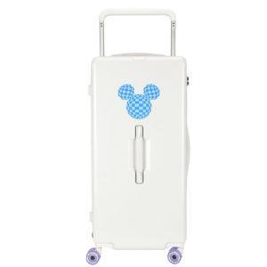 White 33 - inch MICKEY suitcase with blue checkered Mickey graphic, perfect for wholesale & Disney IP - licensed business