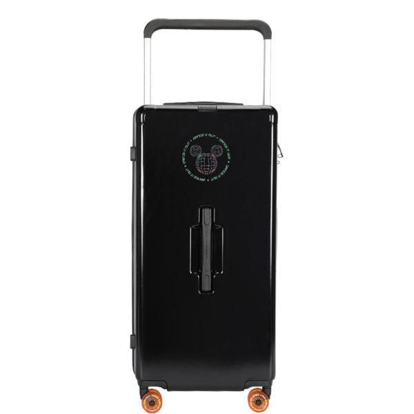 Back view of black MICKEY suitcase, showcasing full design for IP - licensed wholesale