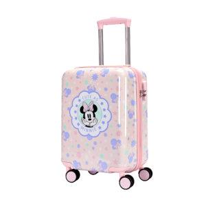 Pastel pink Disney Minnie suitcase with playful patterns, ideal for wholesale & IP-licensed business