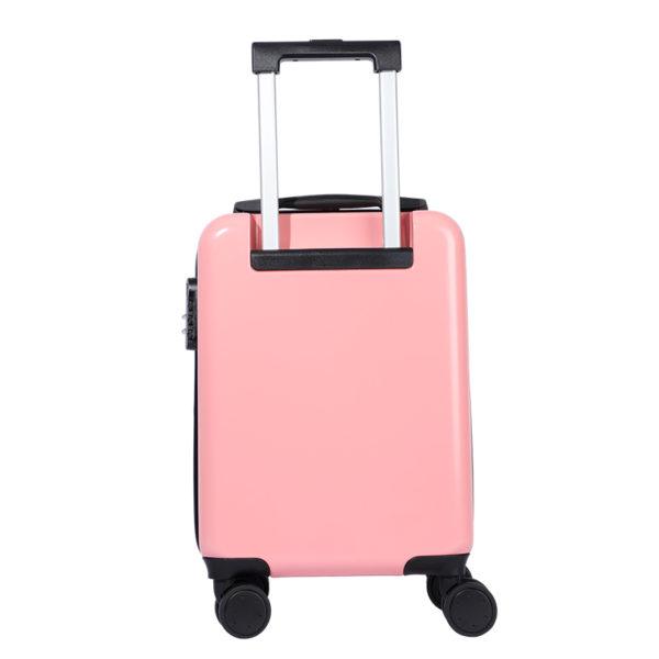 Back of pink Disney Minnie suitcase, showcasing sleek design for wholesale