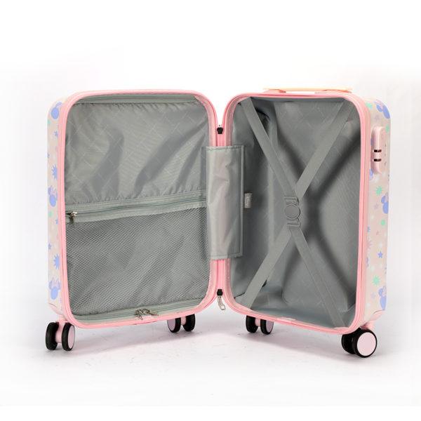 Spacious, organized interior of Disney Minnie suitcase, perfect for wholesale under Disney IP licensing