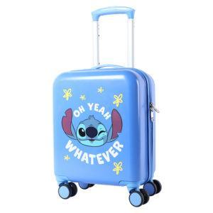 Blue STITCH suitcase with “OH YEAH WHATEVER” design, perfect for wholesale & Disney IP - licensed business