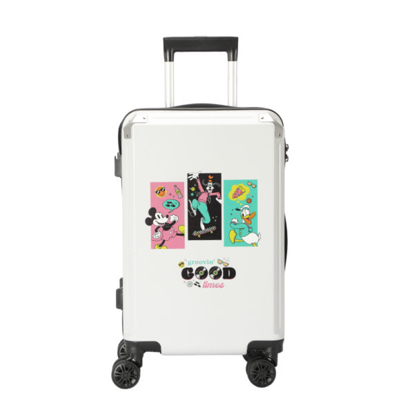 28 - inch white Disney suitcase with Mickey, Minnie, and Donald graphics, great for Disney IP - licensed retail wholesale