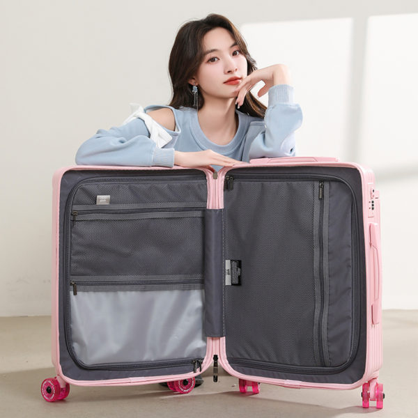 Organized interior of pink LOTSO suitcase, perfect for Disney IP - licensed retail