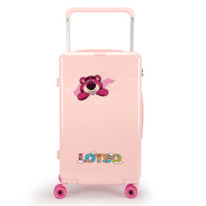 Pink 24 - inch LOTSO suitcase with Lotso graphic, perfect for wholesale & Disney IP - licensed business