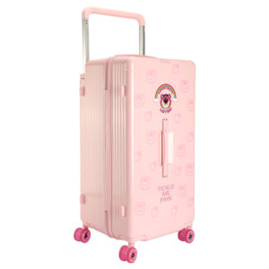 Pink 28 - inch LOTSO suitcase with Lotso graphic, perfect for wholesale & Disney IP - licensed business