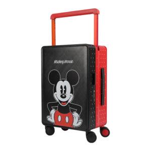 Red and black 20 - inch Mickey suitcase with front Mickey graphic, perfect for wholesale & Disney IP - licensed business