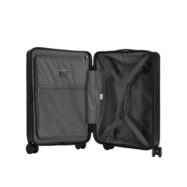 Organized interior of black Mickey suitcase, ideal for Disney IP - licensed retail
