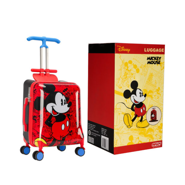 Red Mickey suitcase with Disney - branded packaging box, perfect for retail wholesale under Disney IP licensing