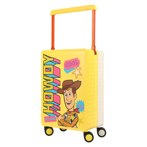 20 - inch yellow WOODY suitcase with “HOWDY” and Woody graphic, perfect for wholesale & Disney IP - licensed business