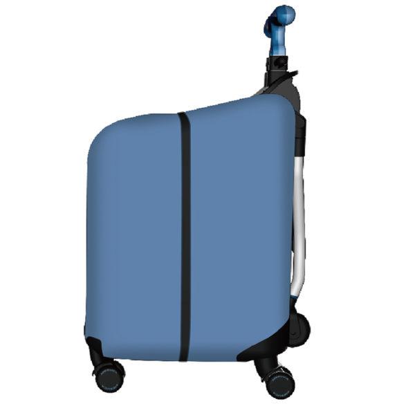 Side view of blue MICKEY suitcase with extended handle, highlighting travel - ready functionality for wholesale under Disney IP