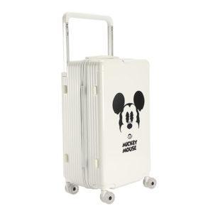 White 24 - inch MICKEY suitcase with black Mickey graphic, perfect for wholesale & Disney IP - licensed business