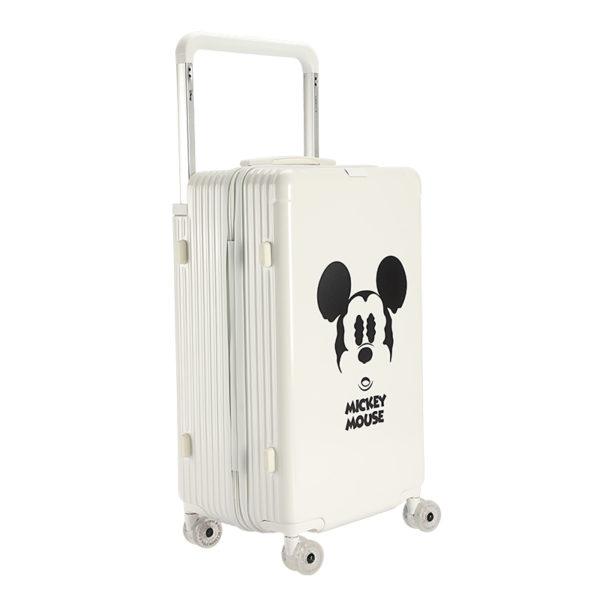 White 24 - inch MICKEY suitcase with black Mickey graphic, perfect for wholesale & Disney IP - licensed business