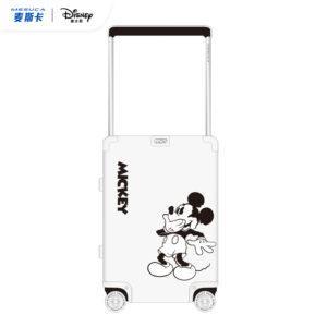 White 20 - inch MICKEY suitcase with black Mickey graphic, perfect for wholesale & Disney IP - licensed business