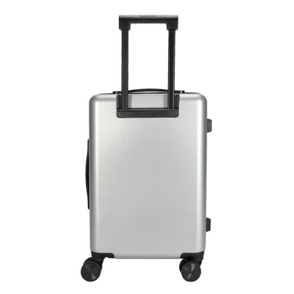 Back view of silver MICKEY suitcase, showcasing sleek design for IP - licensed wholesale