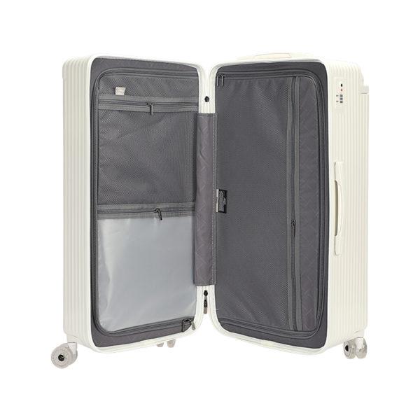 Organized interior of white MICKEY suitcase, perfect for Disney IP - licensed retail