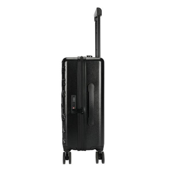 Side view of black MICKEY suitcase with TSA lock, emphasizing security for IP - licensed wholesale